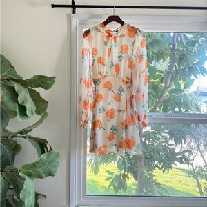 FREE SHIPPING Free People Orange and Cream Floral Mini Dress